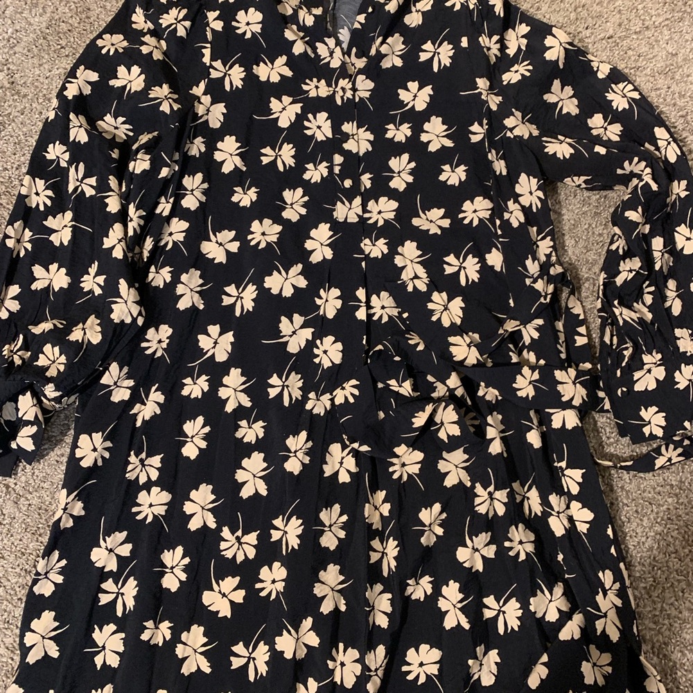 Mango Black and Cream Floral Dress